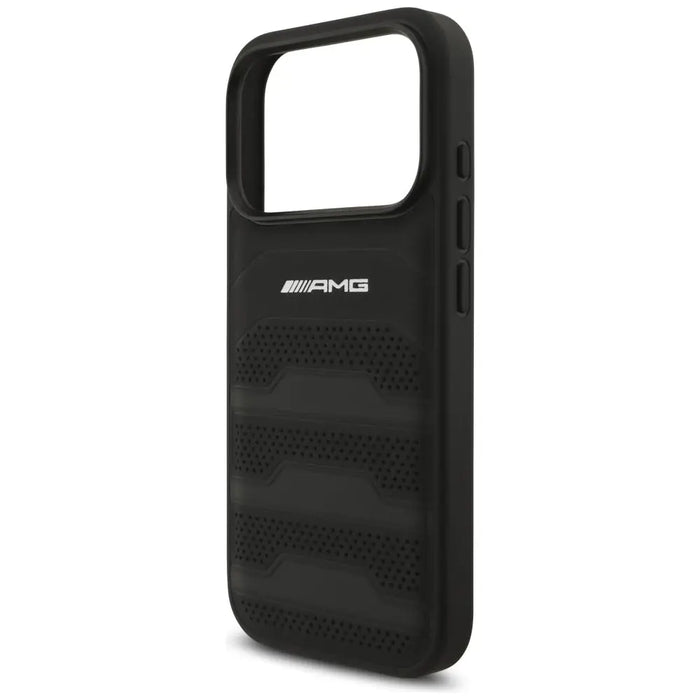 AMG Leather Debossed Lines Logo Case for iPhone 17 Pro - Black - Cell phone cases and covers<<<HurtelXML