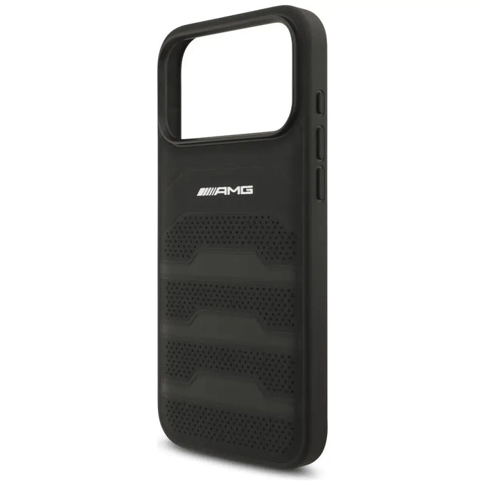 AMG Leather Debossed Lines Logo Case for iPhone 17 Pro Max - Black - Cell phone cases and covers<<<HurtelXML