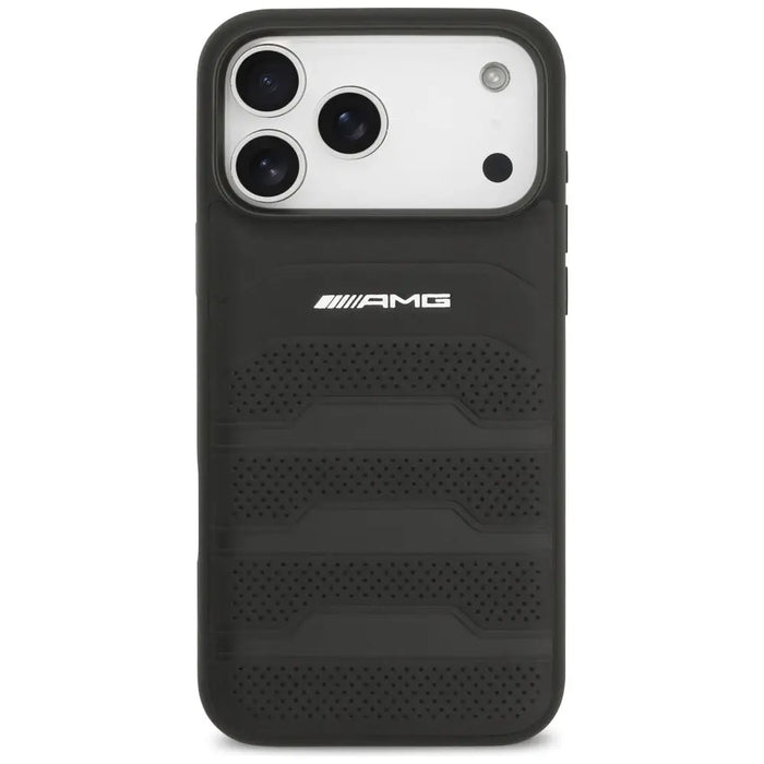 AMG Leather Debossed Lines Logo Case for iPhone 17 Pro Max - Black - Cell phone cases and covers<<<HurtelXML