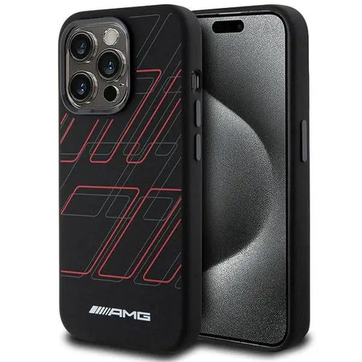AMG Silicone Large Rhombuses Pattern MagSafe case for iPhone 15 Pro - black - Cell phone cases and covers<<<HurtelXML