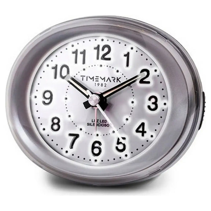 Analogue Alarm Clock Timemark Silver LED Light Silent Snooze Night mode 9 x 9 x 5,5 cm (9 x 9 x 5,5 cm) - Декорация и