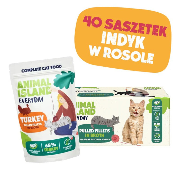 ANIMAL ISLAND Turkey in broth - wet cat food - 40x85g