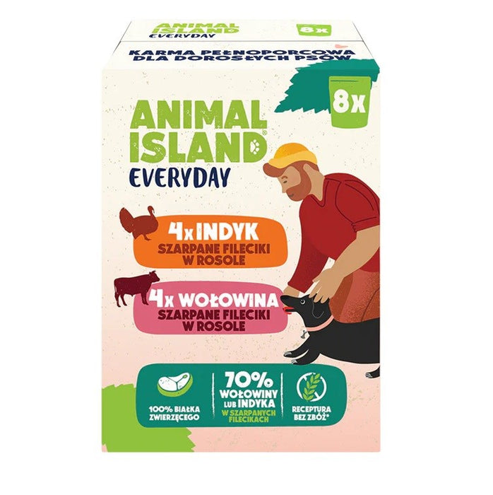 ANIMAL ISLAND Turkey / Beef Fillets in broth - wet dog food - 8x150g