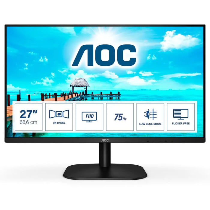 AOC 27B2DM computer monitor 68.6 cm (27’’) 1920 x 1080 pixels Full HD Black - Потребителски монитори<<<Дисплеи<<<Аудио