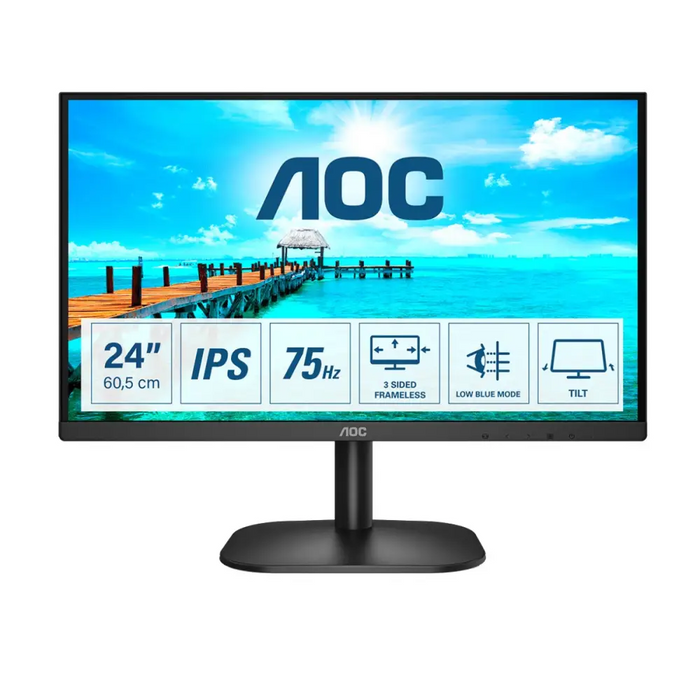 AOC B2 24B2XD LED display 60.5 cm (23.8’’) 1920 x 1080 pixels Full HD Black - Потребителски монитори<<<Дисплеи<<<Аудио