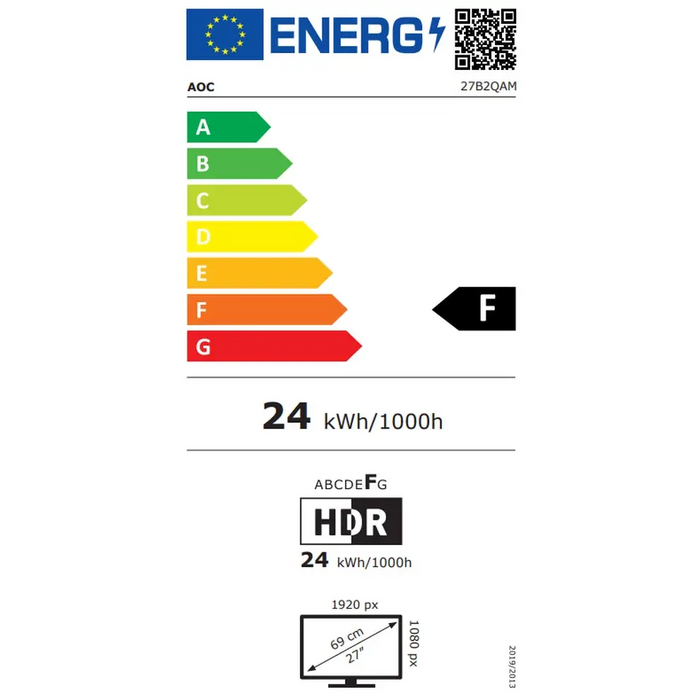 AOC B2 27B2QAM LED display 68.6 cm (27’’) 1920 x 1080 pixels Full HD Black - Потребителски монитори<<<Дисплеи<<<Аудио