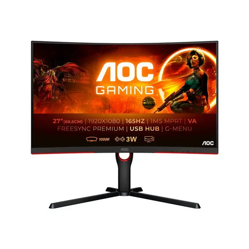 AOC C27G3U/BK 27inch FHD VA 165Hz 4ms 250cd/m2 HDMIx2 DP USB 3.2x4 - Потребителски монитори<<<Дисплеи<<<Аудио Видео