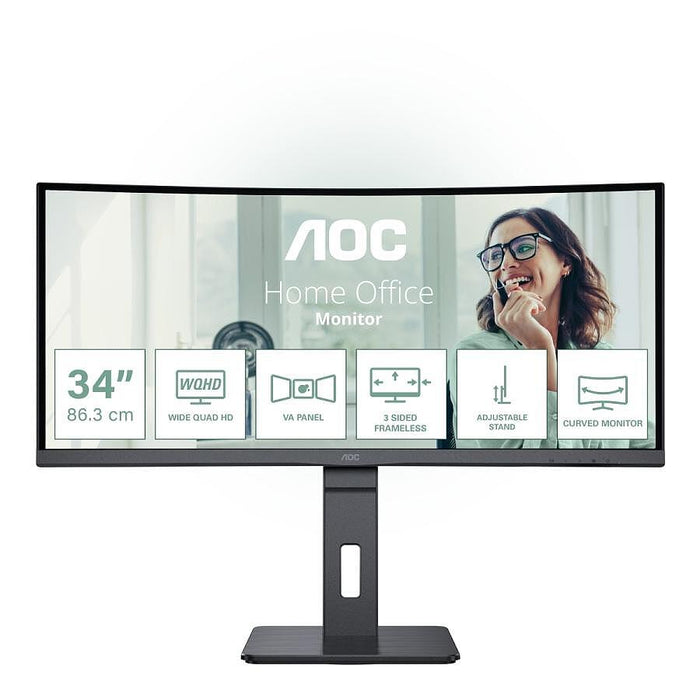 AOC CU34P3CV 34’’ VA WLED Curved 1500R 3440x1440@100Hz 4ms GtG 1ms MPRT 300cd m/2 DCR 3000:1 50M:1 AdaptiveSync