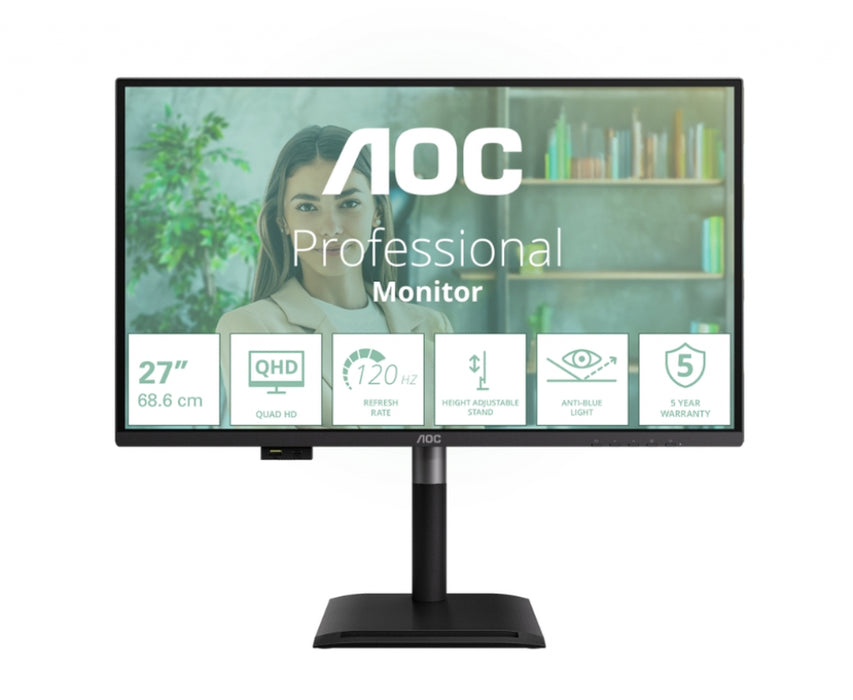 Monitor AOC Q27P4U, 27" IPS WLED, 2560x1440@120Hz, 4ms GtG, 350cd m2, 1500:1, DCR 50M:1, Adaptive Sy
