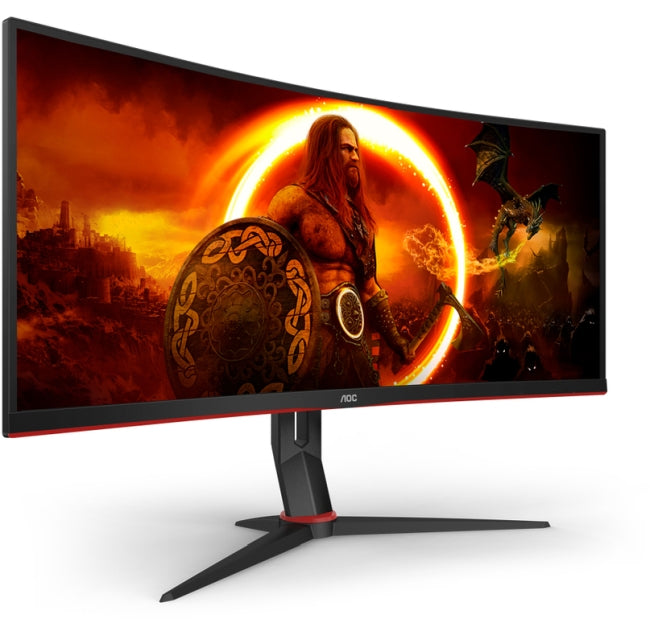 AOC CU34G2XP/BK, 34" Curved 1500R VA, WLED, 3440x1440@180Hz, 1ms GtG, 1ms MPRT, 430 cd/m2, 4000:1, 80M:1 DCR, Tilt, Height Adjust, Swivel, 2xHDMI, 2xDP, USB hub