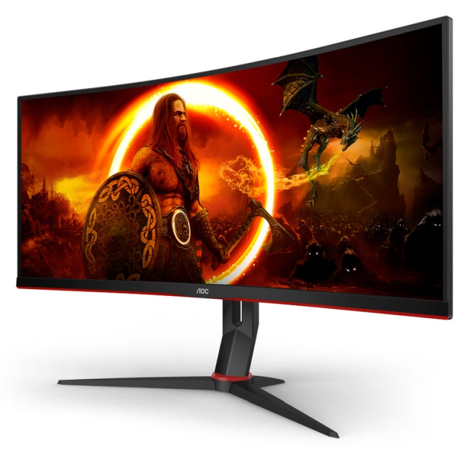 AOC CU34G2XP/BK, 34" Curved 1500R VA, WLED, 3440x1440@180Hz, 1ms GtG, 1ms MPRT, 430 cd/m2, 4000:1, 80M:1 DCR, Tilt, Height Adjust, Swivel, 2xHDMI, 2xDP, USB hub