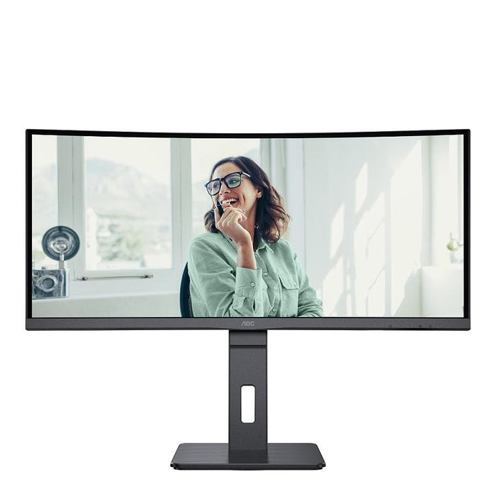 AOC CU34P3CV, 34" VA WLED, Curved 1500R, 3440x1440@100Hz, 4ms GtG, 1ms MPRT, 300cd m/2, DCR 3000:1, 50M:1, AdaptiveSync, FlickerFree, Low Blue Light, 5Wx2, Tilt, Height Adjust, Swivel, HDMI, DP, USB hub
