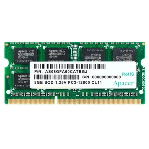 Apacer 8GB Notebook Memory - DDR3 SODIMM 204pin Low Voltage 1.35V PC12800 @ 1600MHz - Памети за преносими