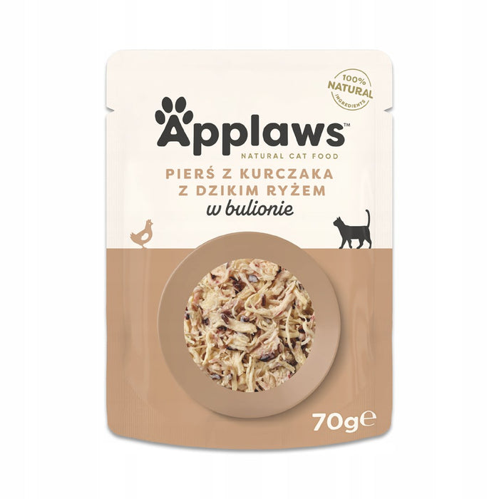 APPLAWS Chicken breast with wild rice in broth - wet cat food - 70g