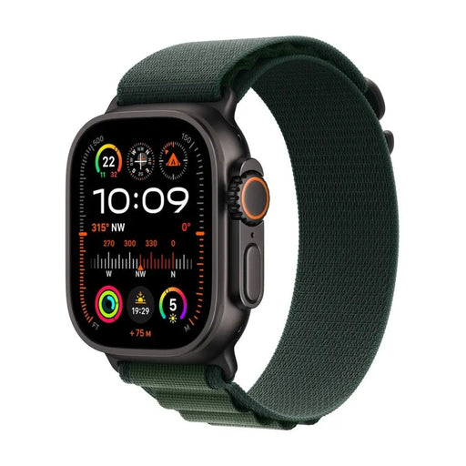 Apple Watch Ultra2 v2 Cellular 49mm Black Titanium Case with Dark Green Alpine Loop - Small - Watch<<<APPLE