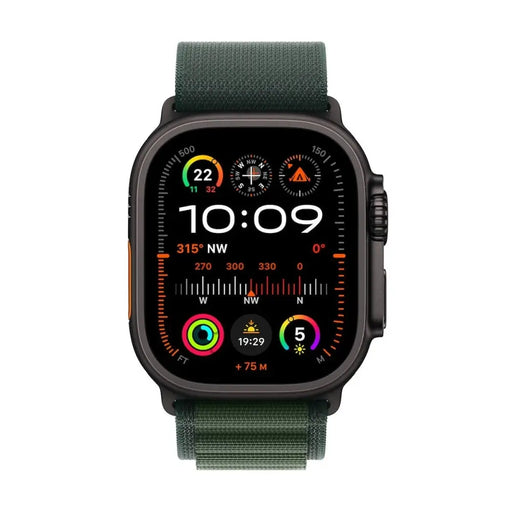 Apple Watch Ultra2 v2 Cellular 49mm Black Titanium Case with Dark Green Alpine Loop - Large - Watch<<<APPLE