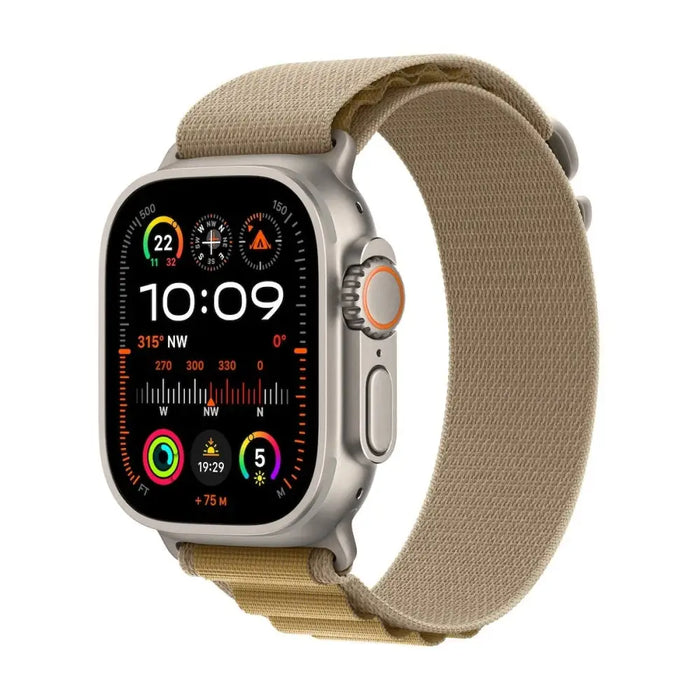 Apple Watch Ultra2 v2 Cellular 49mm Natural Titanium Case with Tan Alpine Loop - Medium - Watch<<<APPLE