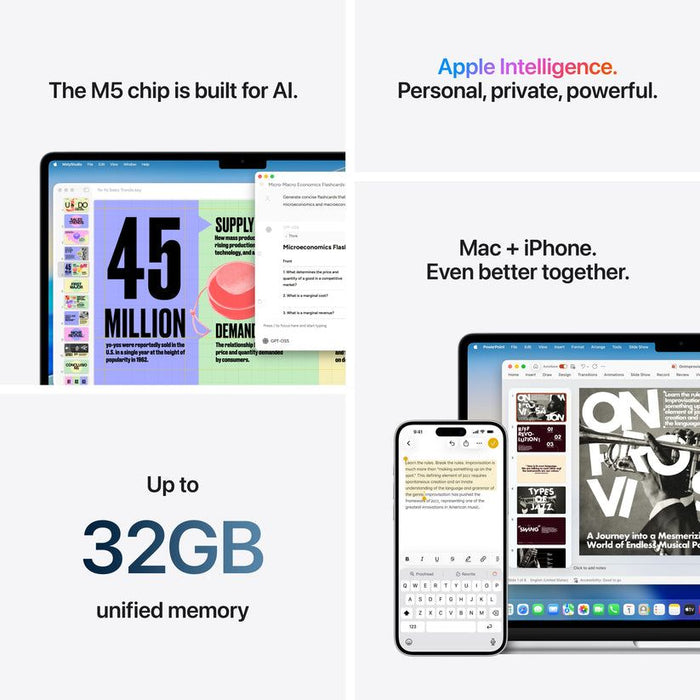 Лаптоп Apple MacBook Air 13" M5 1TB Silver mdh84 , 1000 , 13.60 , 16 , Apple M5 , Apple M5 10 Core , Apple M5 10 Core GPU , Mac OS
