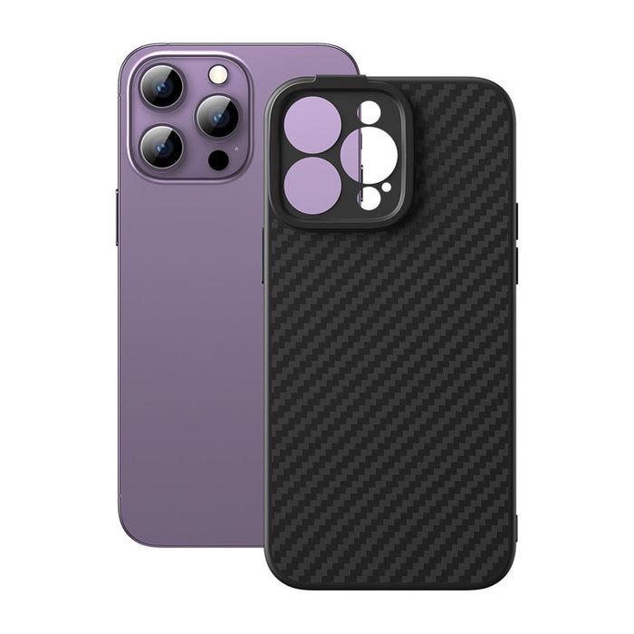 Armored case for iPhone 14 Pro Max compatible with MagSafe Baseus Synthetic Fiber tempered glass - black - Cell phone