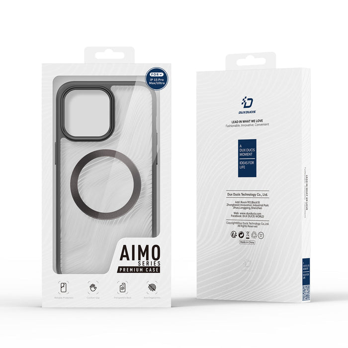 Armored case for iPhone 15 Pro Max with MagSafe Dux Ducis Aimo Mag - black - Cell phone cases and covers<<<HurtelXML