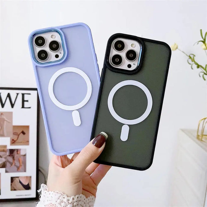 Armored magnetic iPhone 14 Plus MagSafe Color Matte Case - black - Cell phone cases and covers<<<HurtelXML