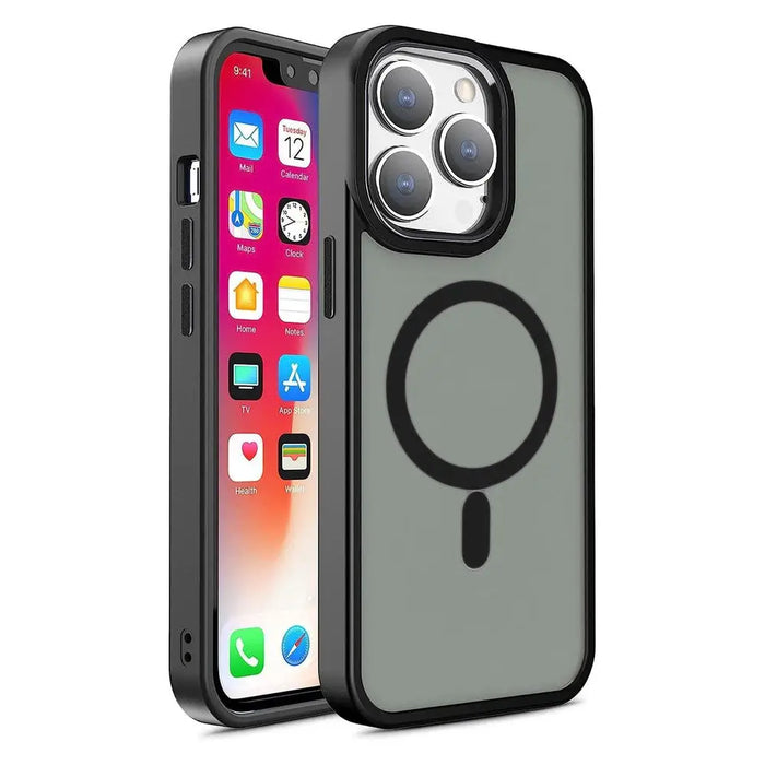 Armored magnetic iPhone 14 Plus MagSafe Color Matte Case - black - Cell phone cases and covers<<<HurtelXML