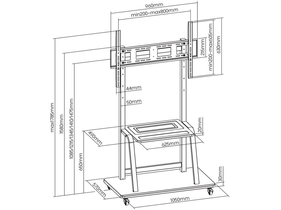 ART S-13 Mobile LCD/LED TV stand 37-100" 150 Kg
