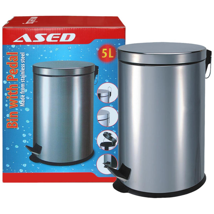 BASKET WITH PEDAL 5 L CHROME ASED