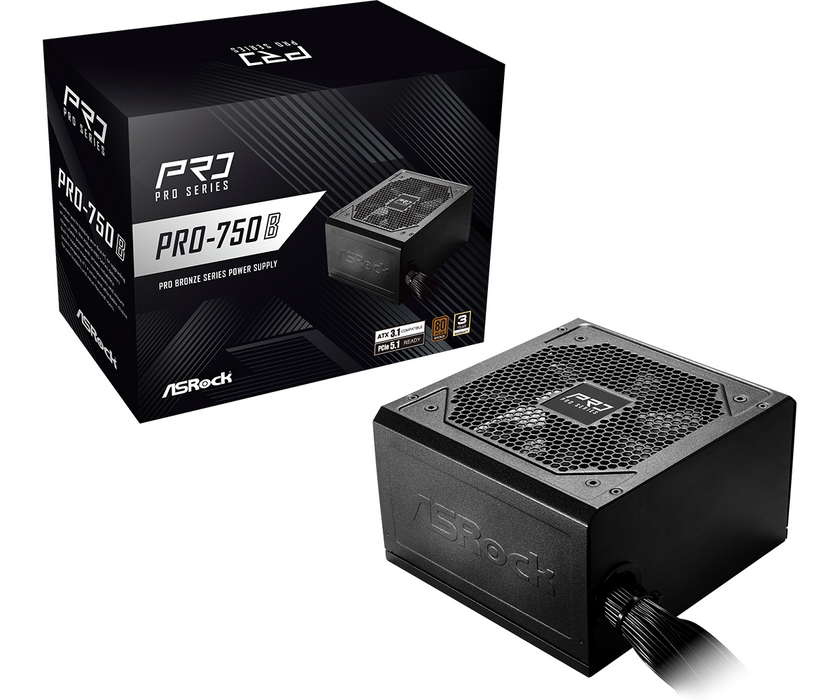 ASRock PRO-750B 750W 80+ Bronze PCIE 5.1 Ready Power Supply