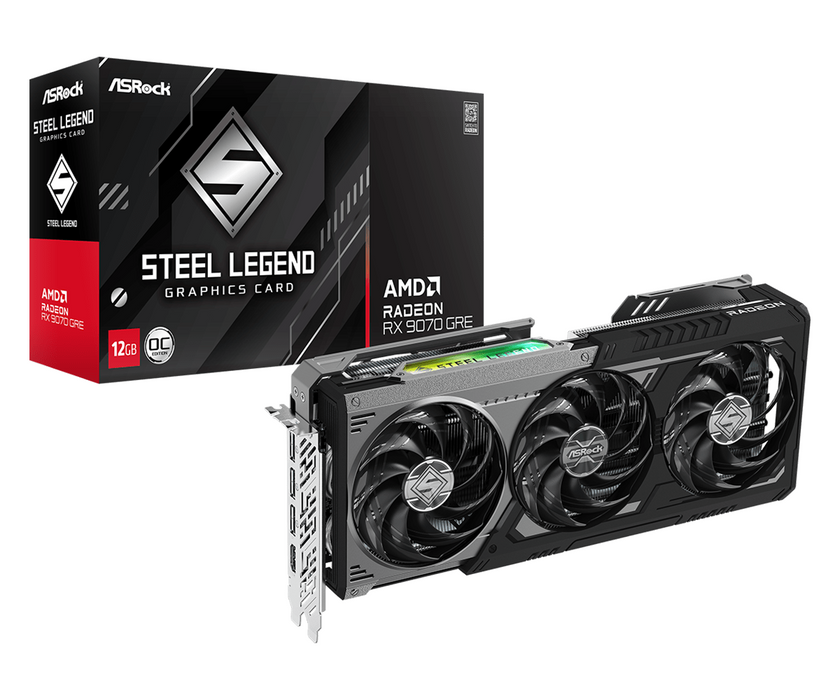 Video card ASRock Radeon RX 9070 GRE Steel Legend Dark 12GB OC GDDR6