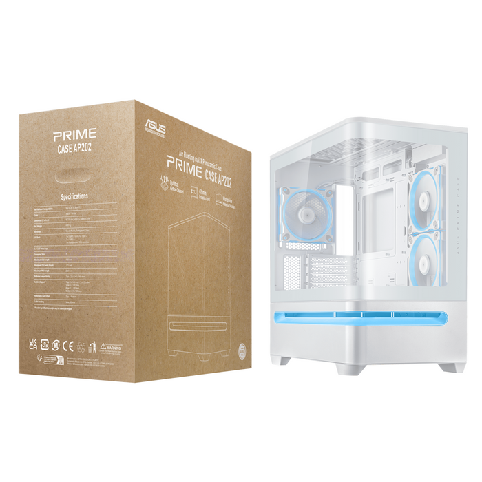 Box ASUS Prime AP202 ARGB mATX + 3 ARGB Fans - White