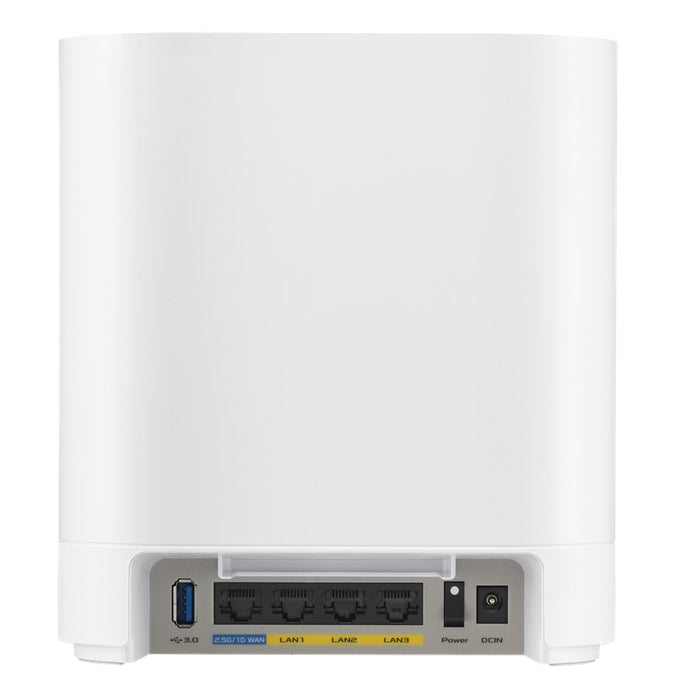Asus Business Mesh WiFi system, ExpertWiFi EBM68 2PK, AX7800, Tri-Band, Quad-Core 1.7GHz CPU, 256MB/1GB Flash/RAM, 2.5G port, OFDMA, Beamforming, 8 SSIDs, customize guest portal, Commercial-Grade Network Security & VPN, wall mounting,White