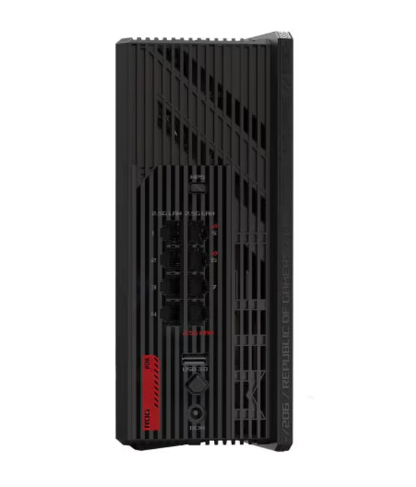 Asus Gaming Wireless Router ROG Strix GS-BE18000, Tri-Band, 320MHz bandwidth & 4096-QAM, Quad-Core 2.6GHz CPU, 256MB/2GB Flash/RAM, 8 x 2.5G port, AiProtection Pro, open NAT, VPN Fusion, 8 x SSIDs, IPTV, MU-MIMO, Beamforming, RGB, AiMesh