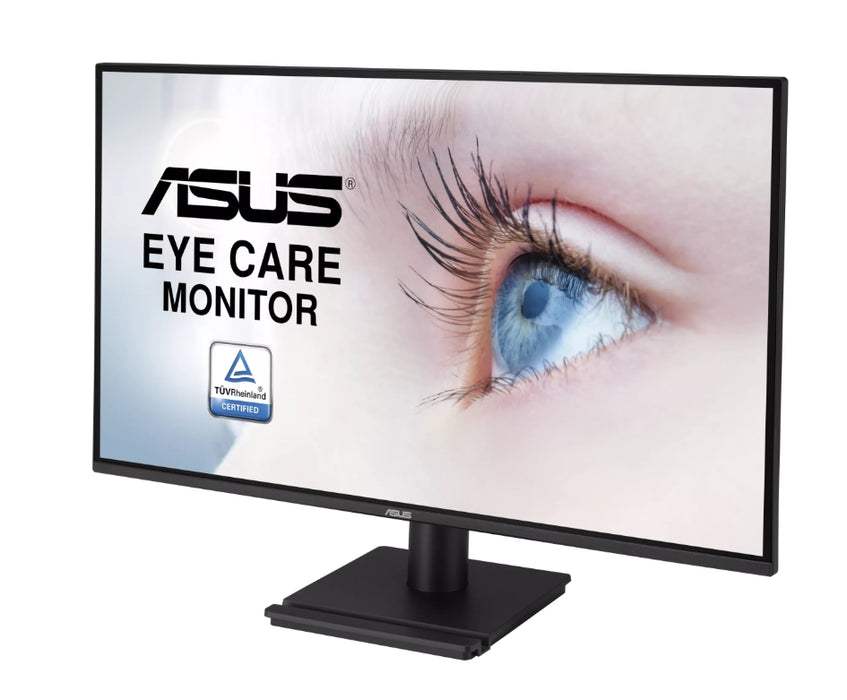 Asus VA27AQ Eye Care Monitor, 27 ", IPS, QHD, 99% sRGB, Frameless, HDMI, DisplayPort, VGA, 1ms MPRT, Stereo Speakers, Low Blue Light, Flicker Free, Wall Mountable, Black