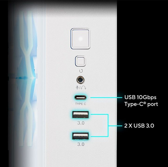 Box ASUS A32 PLUS Tempered Glass + 4 ARGB Fans - White