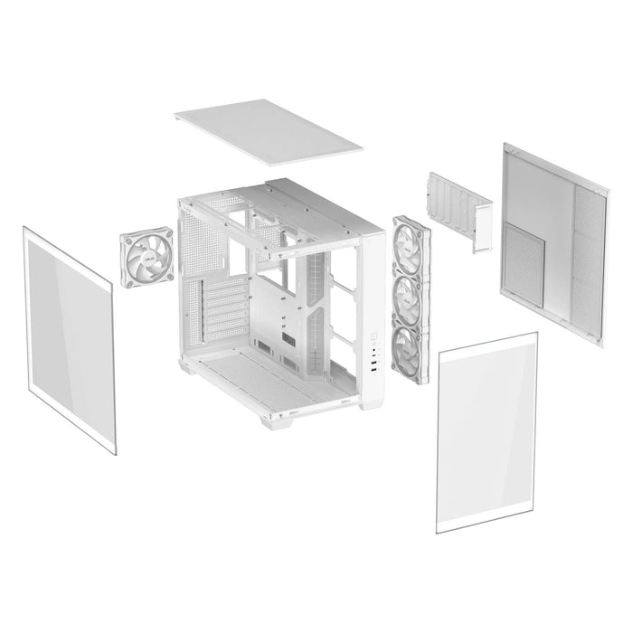 Box ASUS A32 PLUS Tempered Glass + 4 ARGB Fans - White