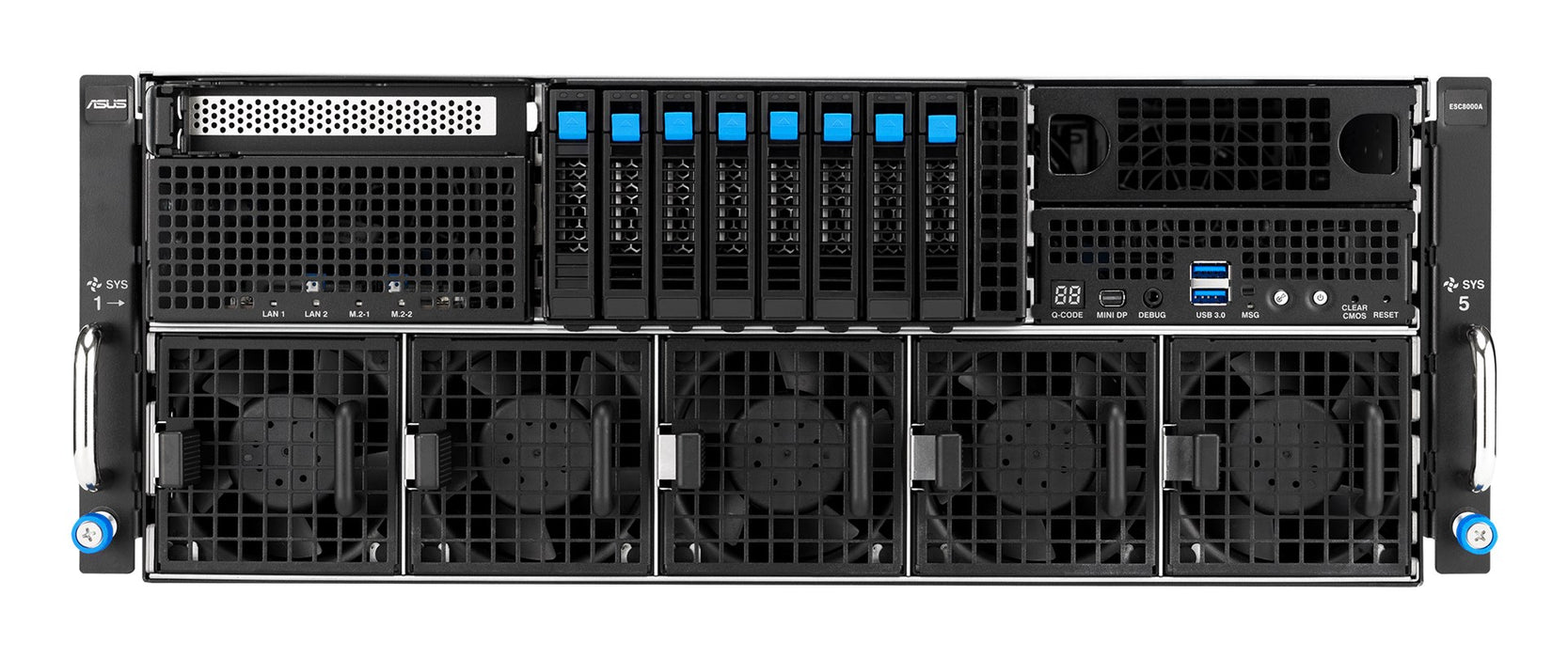 Platforma Asus Rack (4U) ESC8000A-E13X AMD EPYC 9005 (8xNVMe, 2xM.2, 2x10Gbe, 8xQSFP, IPMI, R3200W)