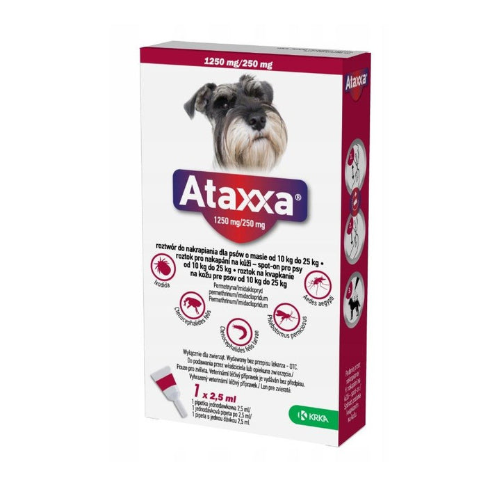 ATAXXA 1250mg/250mg (10-25 kg) - drops against fleas and ticks for dogs – 1x2,5ml
