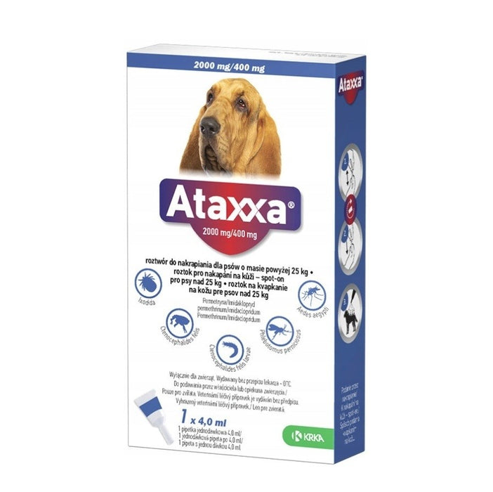 ATAXXA 2000mg/400mg (25- 40 kg) - drops against fleas and ticks for dogs – 1x4ml