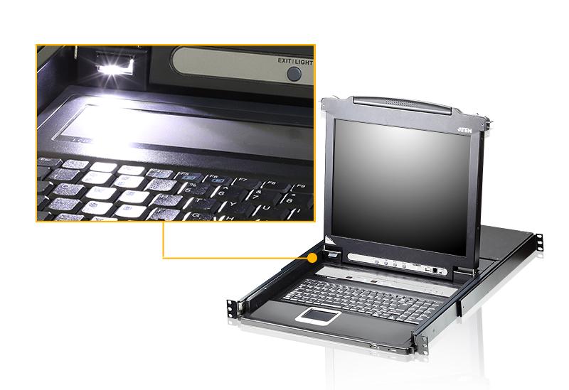 KVM Console ATEN CL5716M, 17" 16-Port PS/2-USB VGA Single Rail LCD KVM Switch