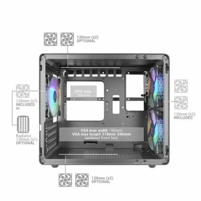 ATX Semi-tower Box Mars Gaming MC400W White Black - Компютър Мрежи и компоненти<<<Компютри|