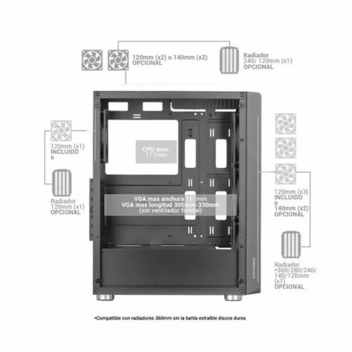 ATX Semi-tower Box Mars Gaming MCFW White - Компютър Мрежи и компоненти<<<Компютри| Електроника<<<BigBuy&&&Системни
