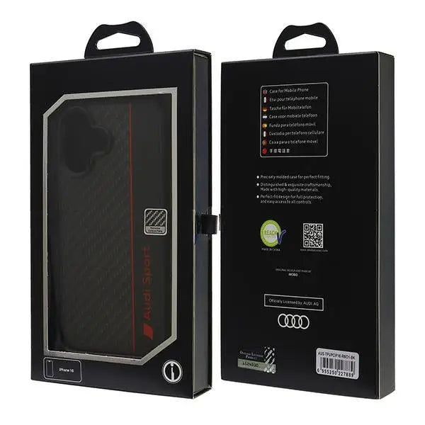 Audi Carbon Fiber Stripe Case for iPhone 16 6.1’’ - Black - Cell phone cases and covers<<<HurtelXML