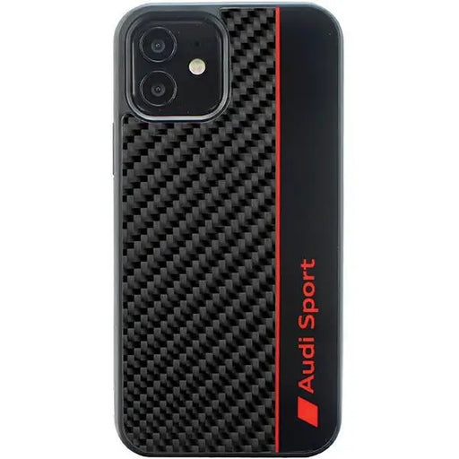 Audi Carbon Fiber Stripe iPhone 12/12 Pro 6.1’’ black/black hardcase AUS-TPUPCIP12P-R8/D1-BK - Cell phone cases