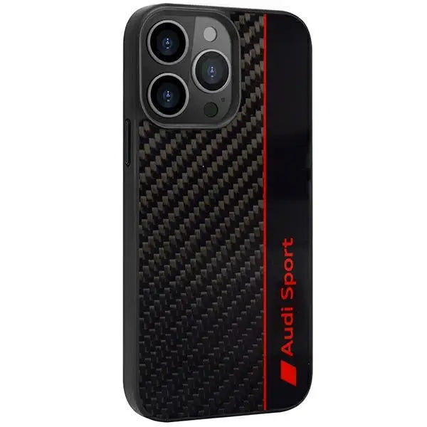 Audi Carbon Fiber Stripe iPhone 13 Pro Max 6.7’’ black/black hardcase AUS-TPUPCIP13PM-R8/D1-BK - Cell phone cases