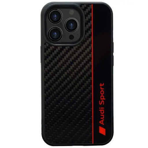Audi Carbon Fiber Stripe iPhone 13 Pro Max 6.7’’ black/black hardcase AUS-TPUPCIP13PM-R8/D1-BK - Cell phone cases