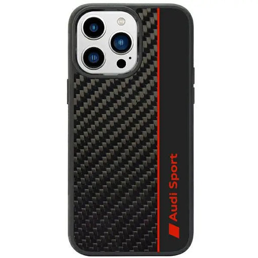 Audi Carbon Fiber Stripe iPhone 14 Pro 6.1’’ black/black hardcase AUS-TPUPCIP14P-R8/D1-BK - Cell phone cases