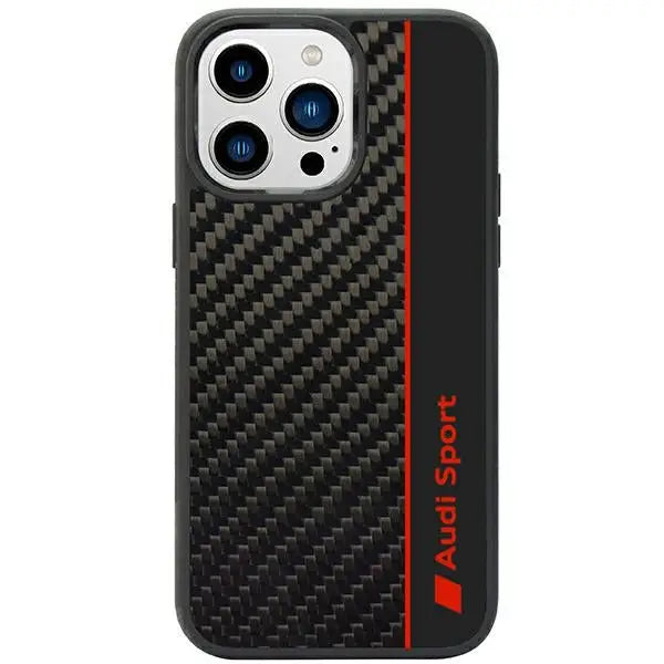 Audi Carbon Fiber Stripe iPhone 14 Pro 6.1’’ black/black hardcase AUS-TPUPCIP14P-R8/D1-BK - Cell phone cases