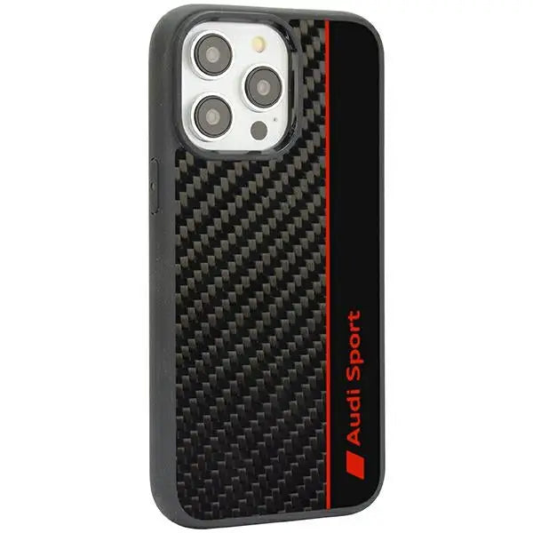 Audi Carbon Fiber Stripe iPhone 14 Pro Max 6.7’’ black/black hardcase AUS-TPUPCIP14PM-R8/D1-BK - Cell phone cases