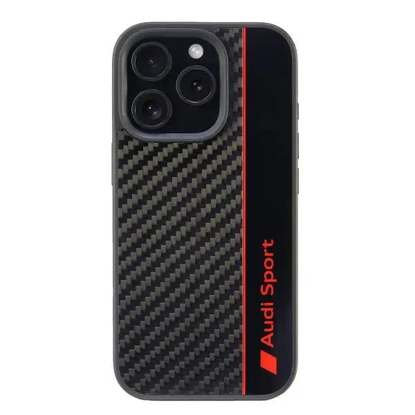 Audi Carbon Fiber Stripe iPhone 16 Pro 6.3’’ black/black hardcase AUS-TPUPCIP16P-R8/D1-BK - Cell phone cases
